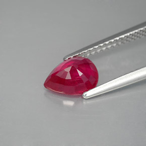 Rubis rouge naturelle en forme de poire, 1,49 ct, VS-SI