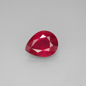 Rubis rouge naturelle en forme de poire, 1,96 ct, VS-SI