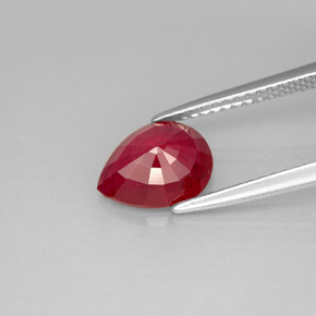 Rubis rouge naturelle en forme de poire, 1,96 ct, VS-SI