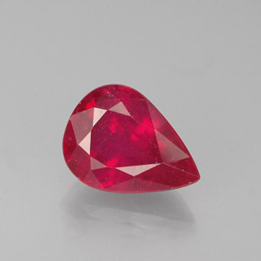 Rubis rouge naturelle en forme de poire, 1,66 ct, VS-SI