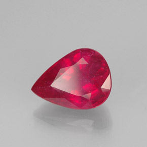 Rubis rouge naturelle en forme de poire, 1,66 ct, VS-SI