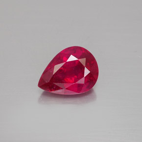 Rubis rouge naturelle en forme de poire, 1,53 ct, VS-SI