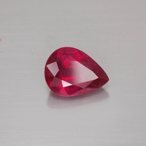 Rubis rouge naturelle en forme de poire, 1,53 ct, VS-SI