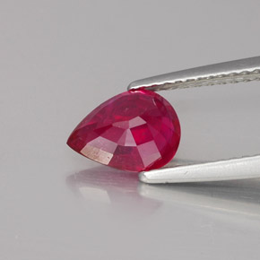 Rubis rouge naturelle en forme de poire, 1,53 ct, VS-SI