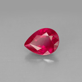 Rubis rouge naturelle en forme de poire, 1,48 ct, VS-SI