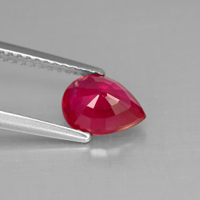 Rubis rouge naturelle en forme de poire, 1,48 ct, VS-SI