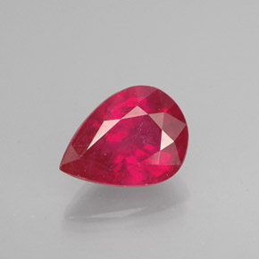 Rubis rouge naturelle en forme de poire, 1,47 ct, VS-SI