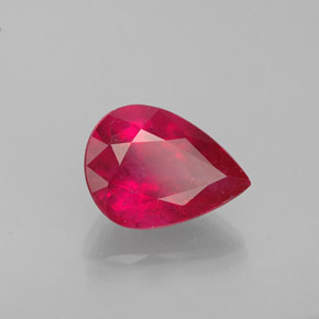 Rubis rouge naturelle en forme de poire, 1,47 ct, VS-SI