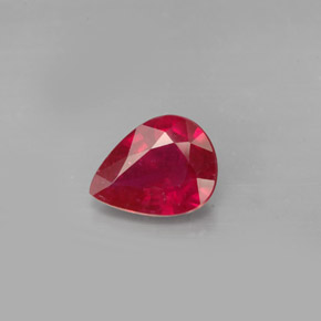 Rubis rouge naturelle en forme de poire, 1,64 ct, VS-SI