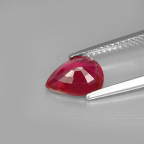 Rubis rouge naturelle en forme de poire, 1,64 ct, VS-SI