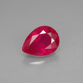 Rubis rouge naturelle en forme de poire, 1,58 ct, VS-SI