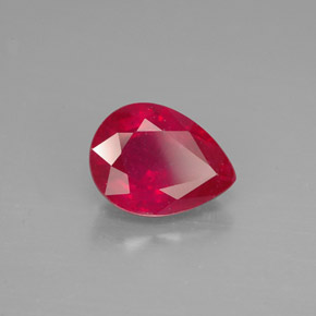 Rubis rouge naturelle en forme de poire, 1,58 ct, VS-SI