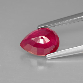 Rubis rouge naturelle en forme de poire, 1,58 ct, VS-SI