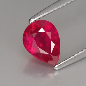 Rubis rouge naturelle en forme de poire, 1,61 ct, VS-SI