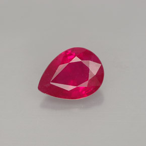 Rubis rouge naturelle en forme de poire, 1,53 ct, VS-SI