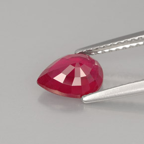 Rubis rouge naturelle en forme de poire, 1,53 ct, VS-SI