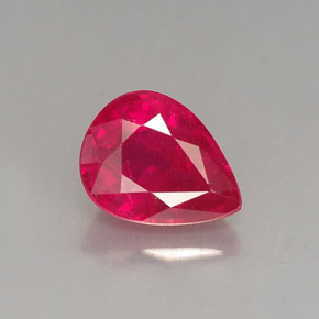 Rubis rouge naturelle en forme de poire, 1,60 ct, VS-SI
