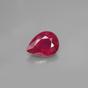 Rubis rouge naturelle en forme de poire, 1,39 ct, VS-SI