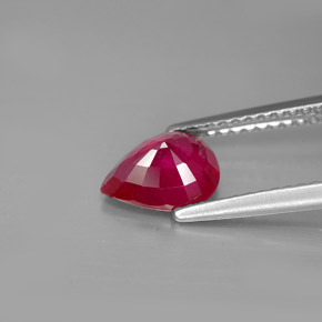 Rubis rouge naturelle en forme de poire, 1,39 ct, VS-SI