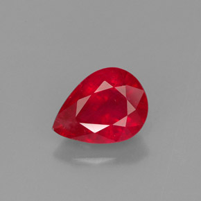 Rubis rouge naturelle en forme de poire, 1,64 ct, VS-SI