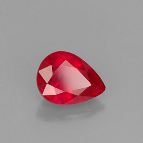 Rubis rouge naturelle en forme de poire, 1,64 ct, VS-SI