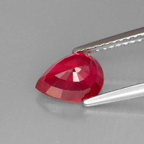 Rubis rouge naturelle en forme de poire, 1,64 ct, VS-SI