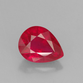 Rubis rouge naturelle en forme de poire, 1,62 ct, VS-SI