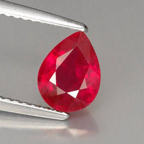 Rubis rouge naturelle en forme de poire, 1,51 ct, VS-SI