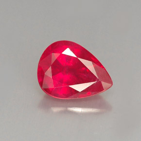 Rubis rouge naturelle en forme de poire, 1,37 ct, VS-SI