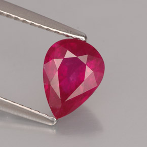 Rubis rouge naturelle en forme de poire, 1,54 ct, VS-SI