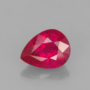 Rubis rouge naturelle en forme de poire, 1,59 ct, VS-SI