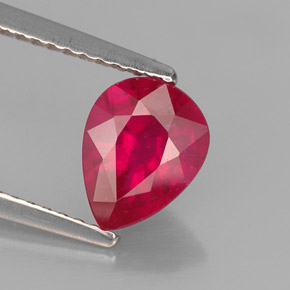 Rubis rouge naturelle en forme de poire, 1,59 ct, VS-SI