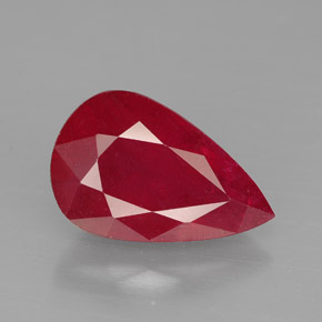 Rubis rouge naturelle en forme de poire, 4,46 ct, VS-SI