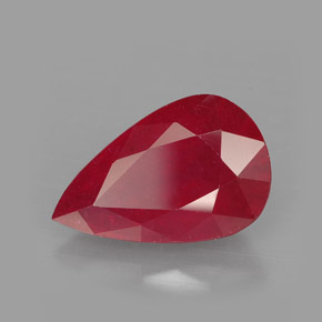 Rubis rouge naturelle en forme de poire, 4,46 ct, VS-SI