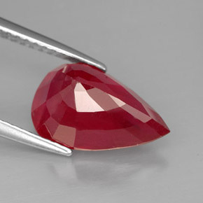 Rubis rouge naturelle en forme de poire, 4,46 ct, VS-SI
