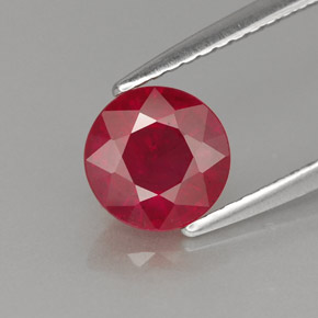 Rubis rouge naturelle coupe roude, 1,40 ct, VS-SI