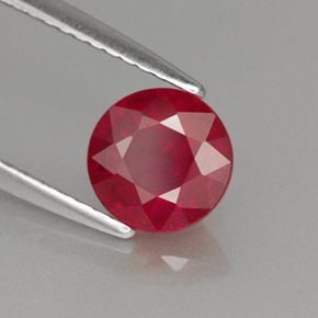 Rubis rouge naturelle coupe roude, 1,40 ct, VS-SI