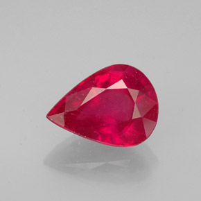 Rubis rouge naturelle en forme de poire, 1,91 ct, VS-SI