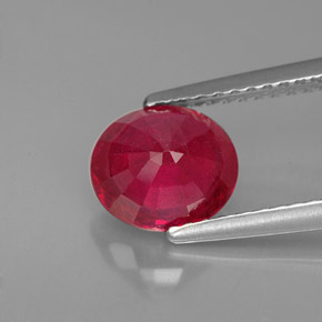 Rubis rouge naturelle coupe ovale, 1,80 ct, VS-SI