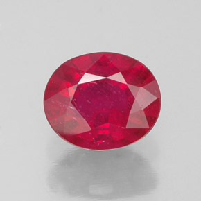 Rubis rouge naturelle coupe ovale, 1,86 ct, VS-SI