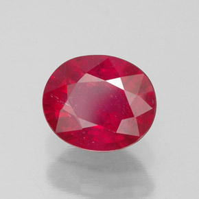 Rubis rouge naturelle coupe ovale, 1,86 ct, VS-SI