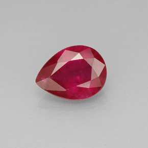 Rubis rouge naturelle en forme de poire, 1,47 ct, VS-SI