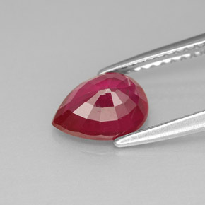 Rubis rouge naturelle en forme de poire, 1,47 ct, VS-SI