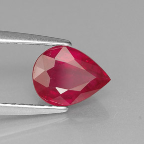 Rubis rouge naturelle en forme de poire, 1,51 ct, VS-SI