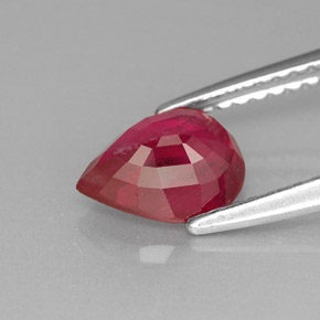Rubis rouge naturelle en forme de poire, 1,51 ct, VS-SI