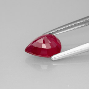 Rubis rouge naturelle en forme de poire, 1,48 ct, VS-SI