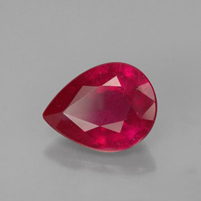 Rubis rouge naturelle en forme de poire, 1,36 ct, VS-SI