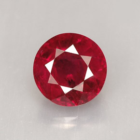 Rubis rouge naturelle coupe roude, 1,48 ct, VS-SI