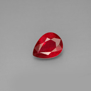 Rubis rouge naturelle en forme de poire, 1,26 ct, VS-SI