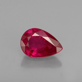Rubis rouge naturelle en forme de poire, 1,05 ct, VS-SI